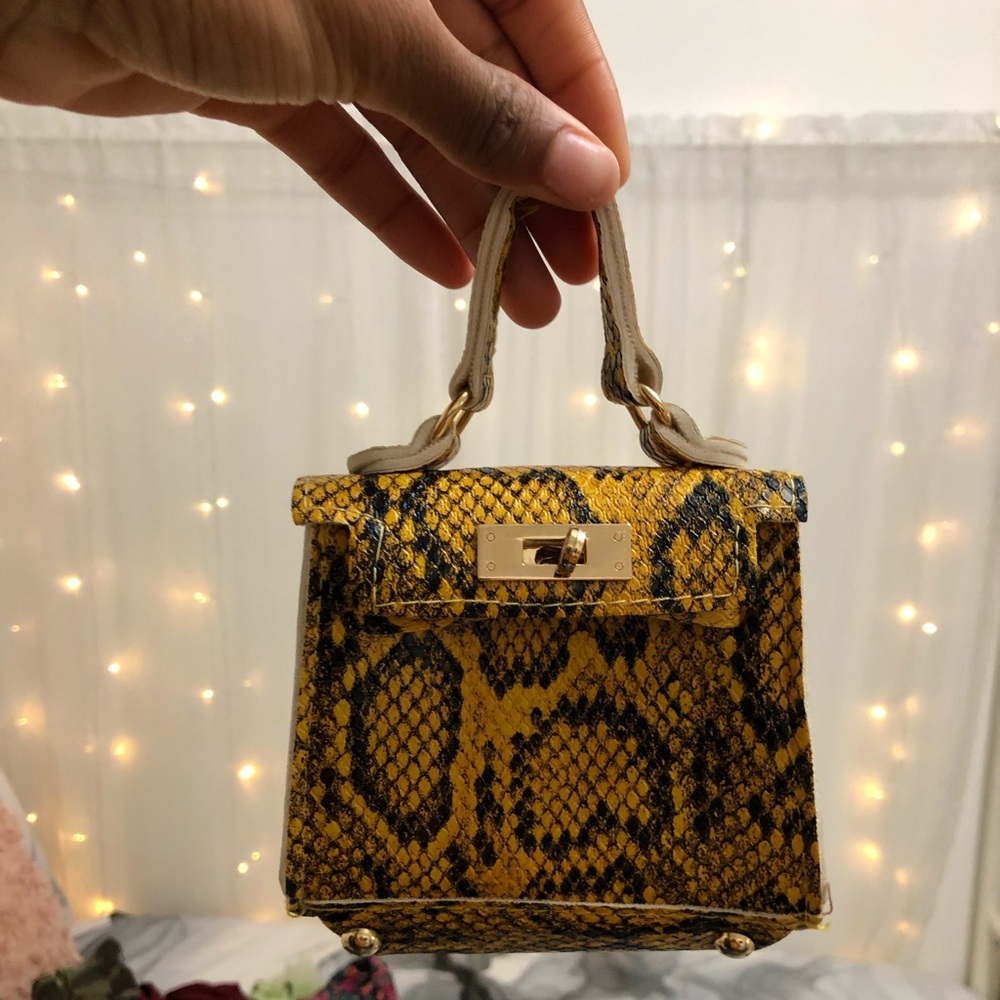 Mustard Snake print mini purse